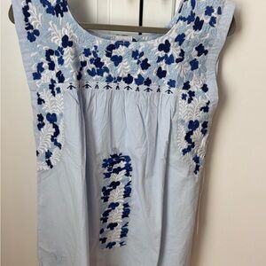 NWT Floral Embroidered Light Blue Blouse